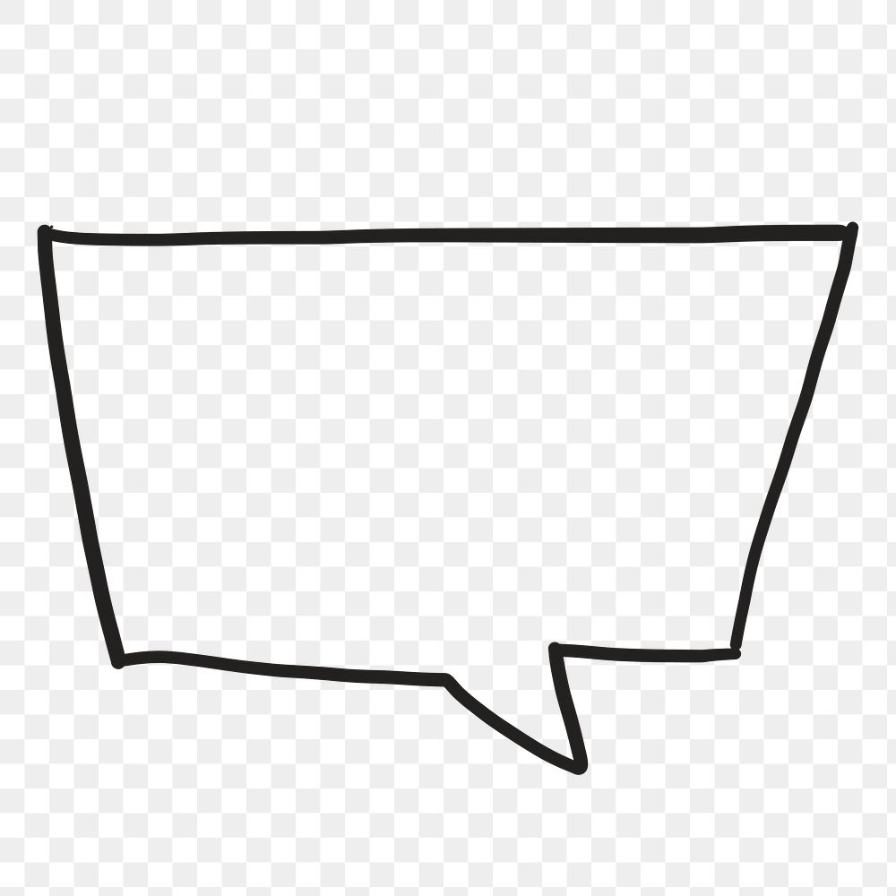 Blank png speech bubble, doodle clipart in transparent background