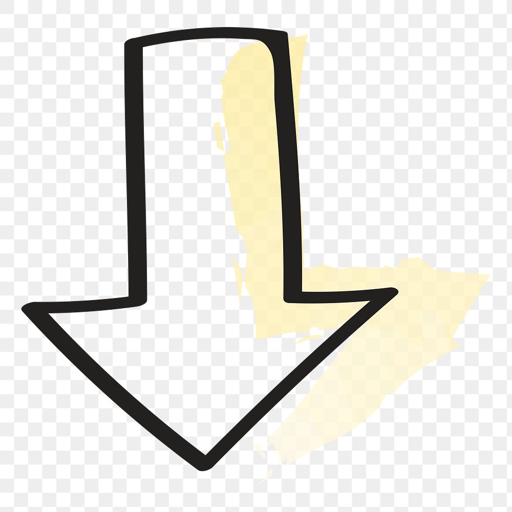 Down arrow png, doodle icon clipart in transparent background