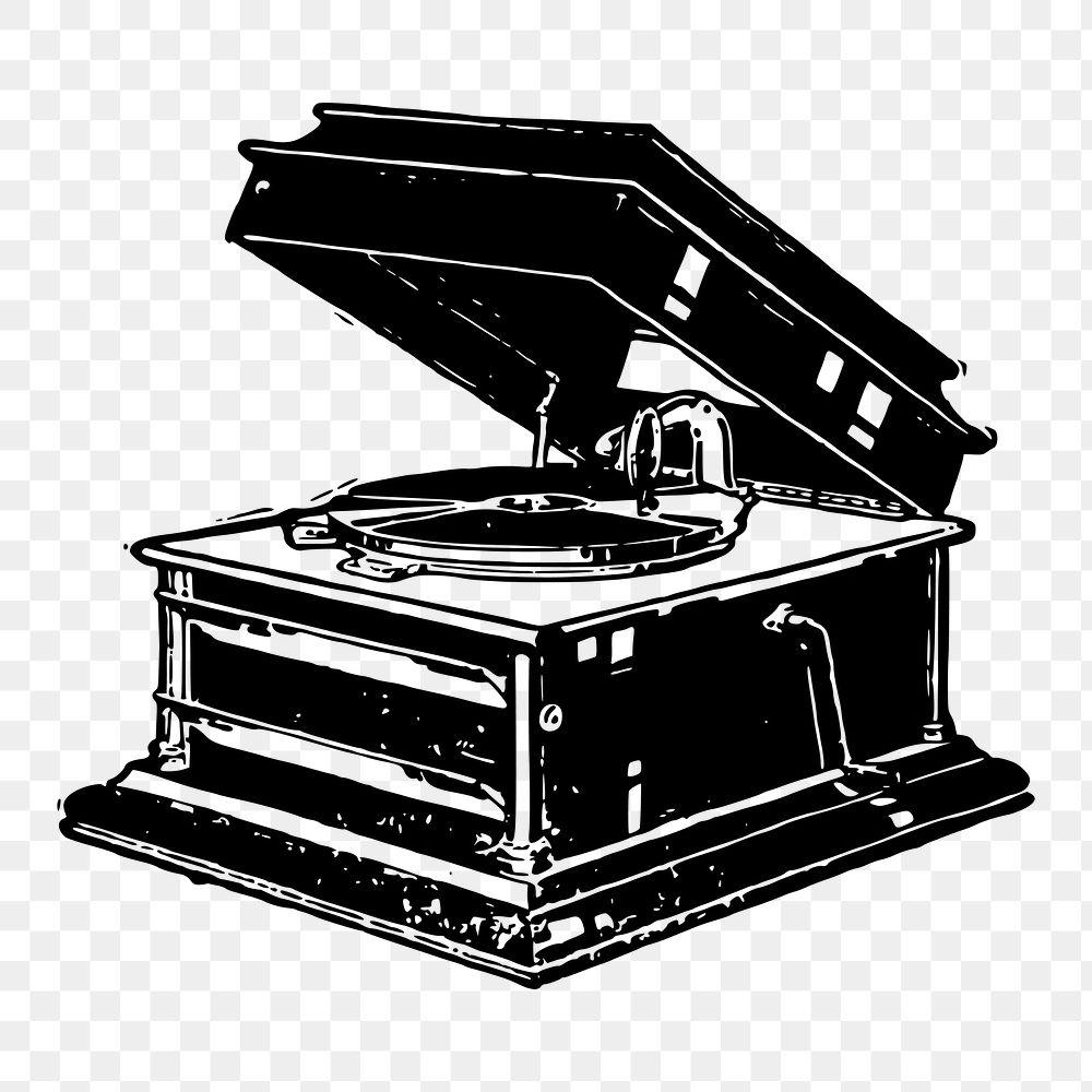 Record player png sticker, vintage music illustration on transparent background. Free public domain CC0 image.