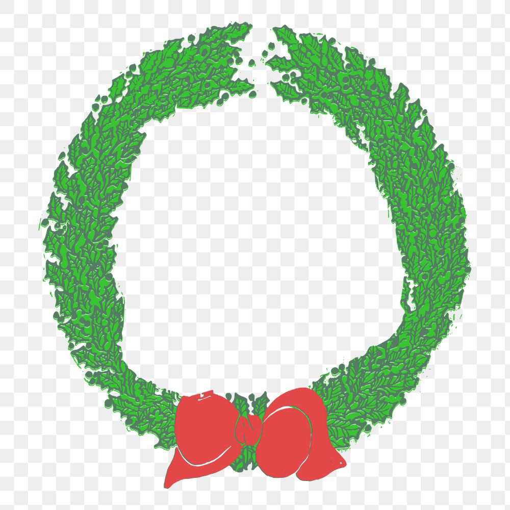 Christmas wreath png sticker, vintage decoration illustration on transparent background. Free public domain CC0 image.