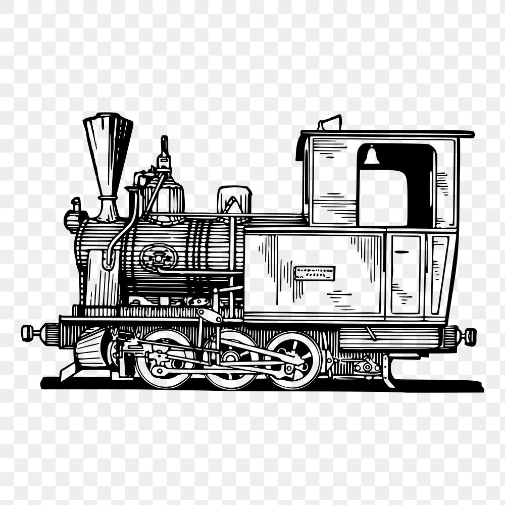 Locomotive train png sticker, vintage transportation illustration on transparent background. Free public domain CC0 image.