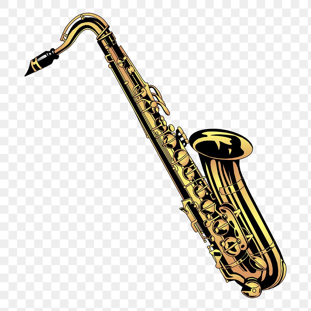 Saxophone png sticker, vintage musical instrument illustration on transparent background. Free public domain CC0 image.