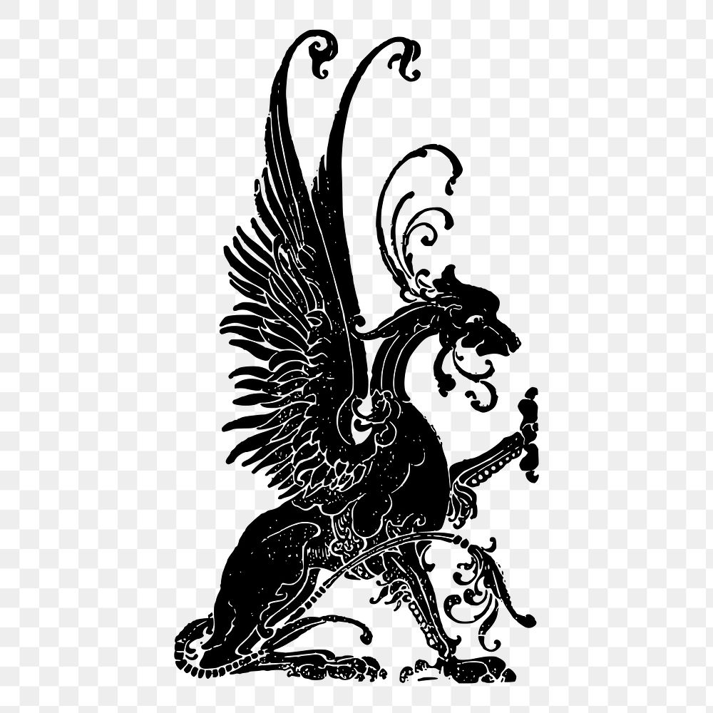 Dragon png sticker, vintage mythical creature illustration on transparent background. Free public domain CC0 image.
