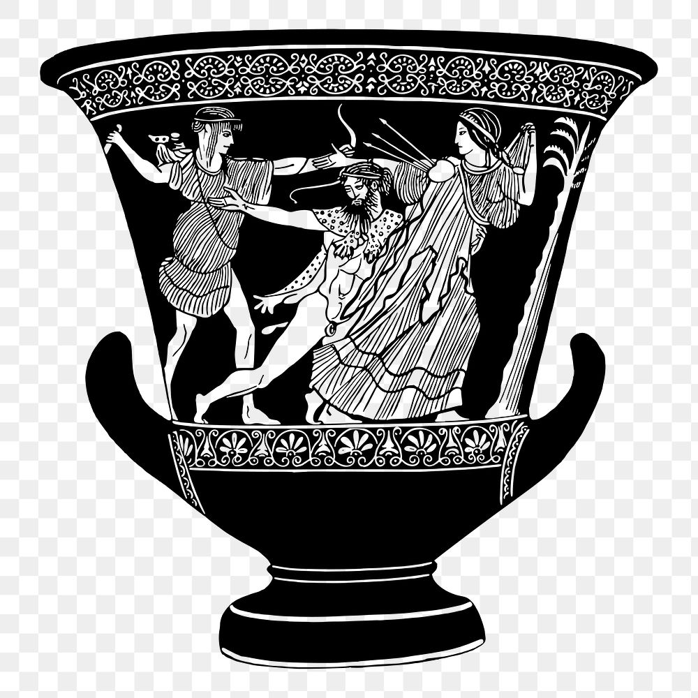 Ancient vase png sticker, vintage object illustration on transparent background. Free public domain CC0 image.