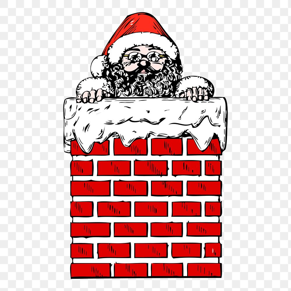 Santa Claus png chimney sticker, vintage Christmas illustration on transparent background. Free public domain CC0 image.