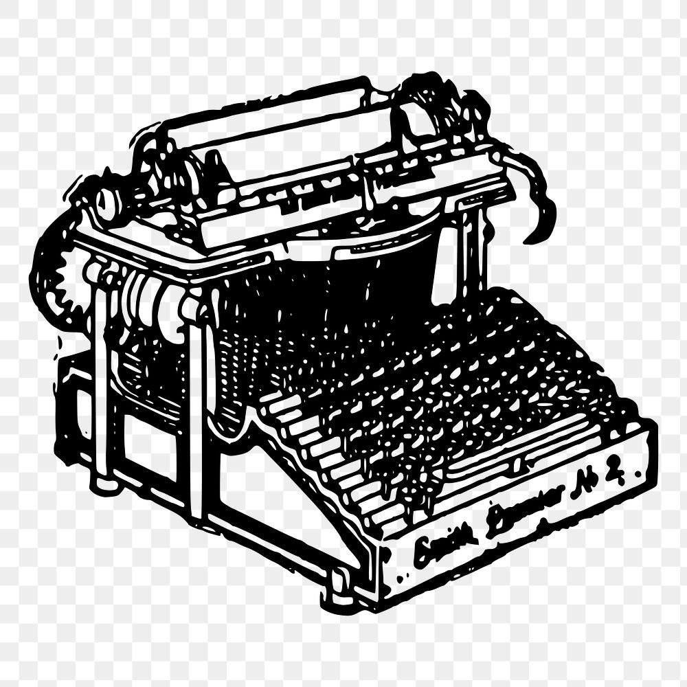 Typewriter png sticker, vintage object illustration on transparent background. Free public domain CC0 image.