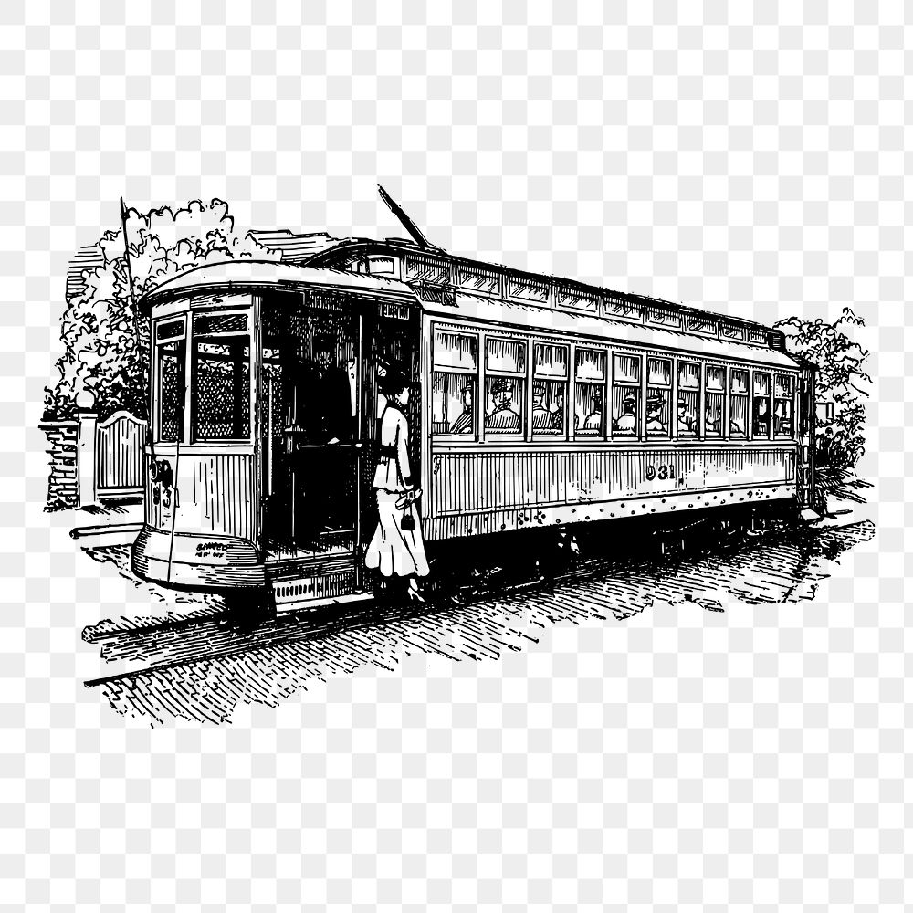 Cable car png sticker, vintage transportation illustration on transparent background. Free public domain CC0 image.
