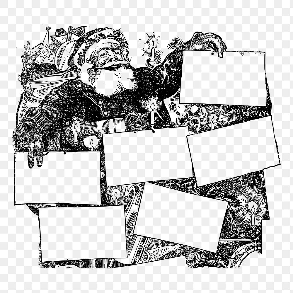 Santa frames png sticker, vintage Christmas illustration on transparent background. Free public domain CC0 image.