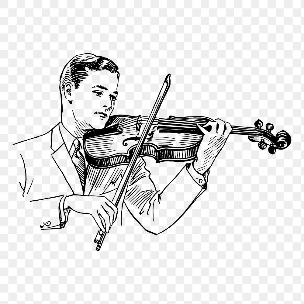Violinist png sticker, vintage music illustration on transparent background. Free public domain CC0 image.