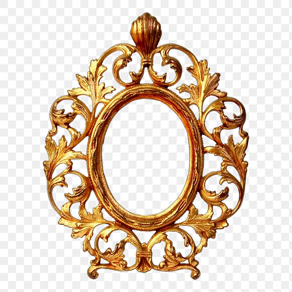 Gold luxury png frame sticker, vintage decoration illustration on transparent background. Free public domain CC0 image.