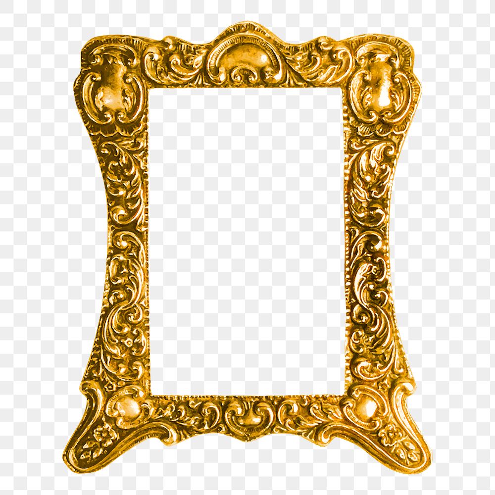 Gold mirror png frame sticker, vintage decor illustration on transparent background. Free public domain CC0 image.