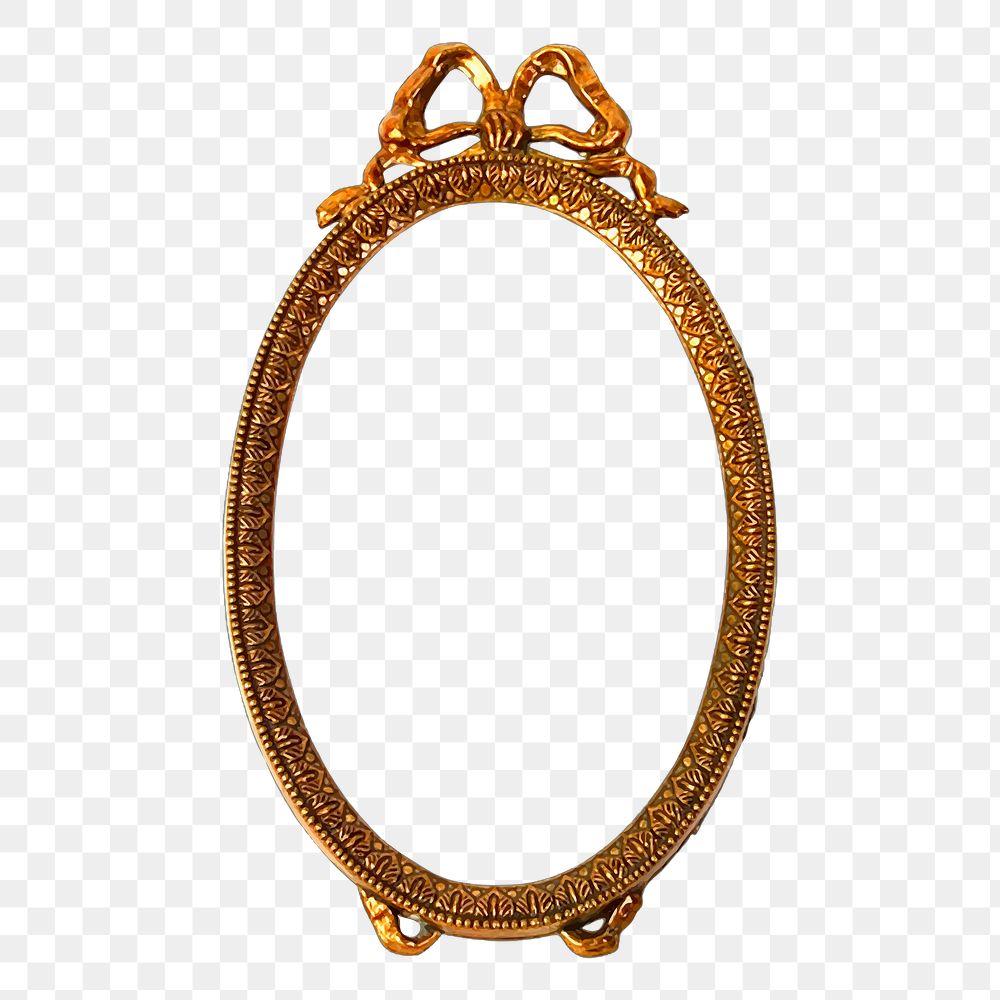 Vintage mirror png frame sticker, golden illustration on transparent background. Free public domain CC0 image.