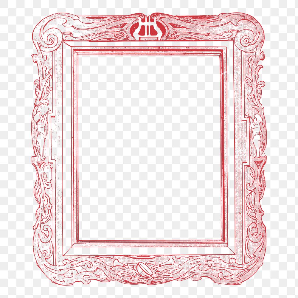 Ornamental red png frame sticker, vintage decoration illustration on transparent background. Free public domain CC0 image.