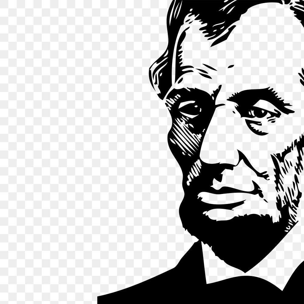 Abraham Lincoln png sticker, famous person vintage illustration on transparent background. Free public domain CC0 image.