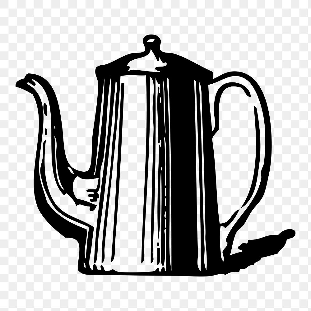 Coffee pot png sticker, vintage object illustration on transparent background. Free public domain CC0 image.