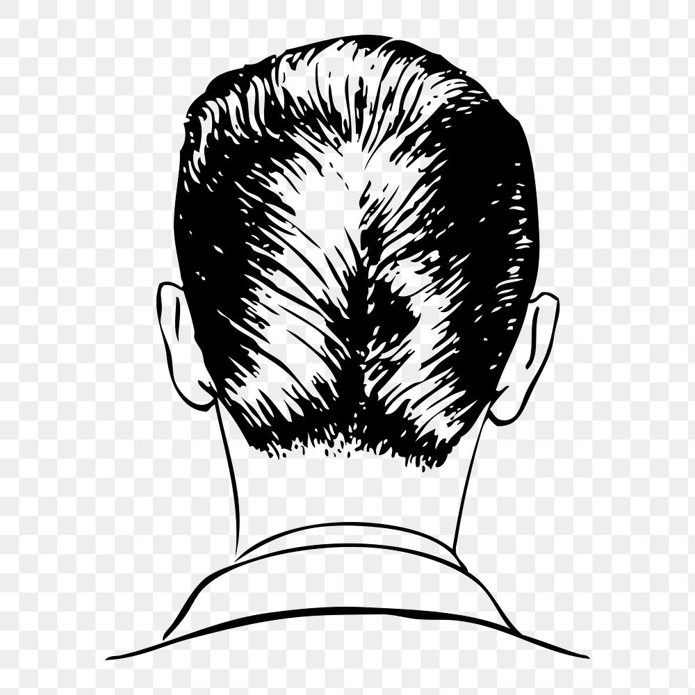 Png ducktail men's haircut sticker, hairstyle vintage illustration on transparent background. Free public domain CC0 image.