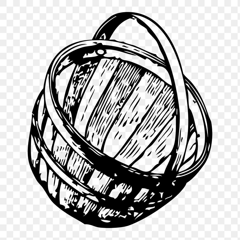 Bushel basket png sticker, vintage object illustration on transparent background. Free public domain CC0 image.