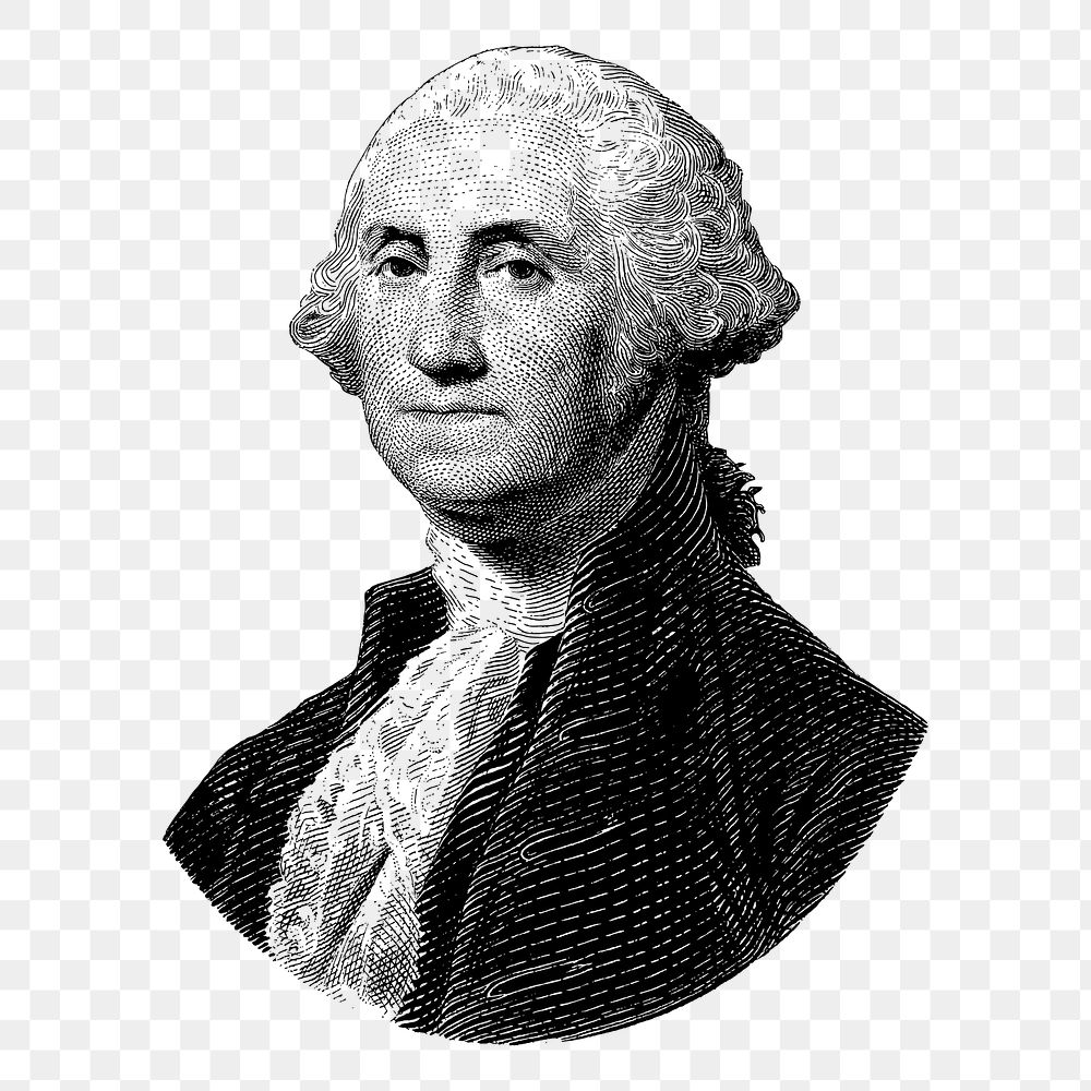 George Washington png sticker, famous person vintage illustration on transparent background. Free public domain CC0 image.