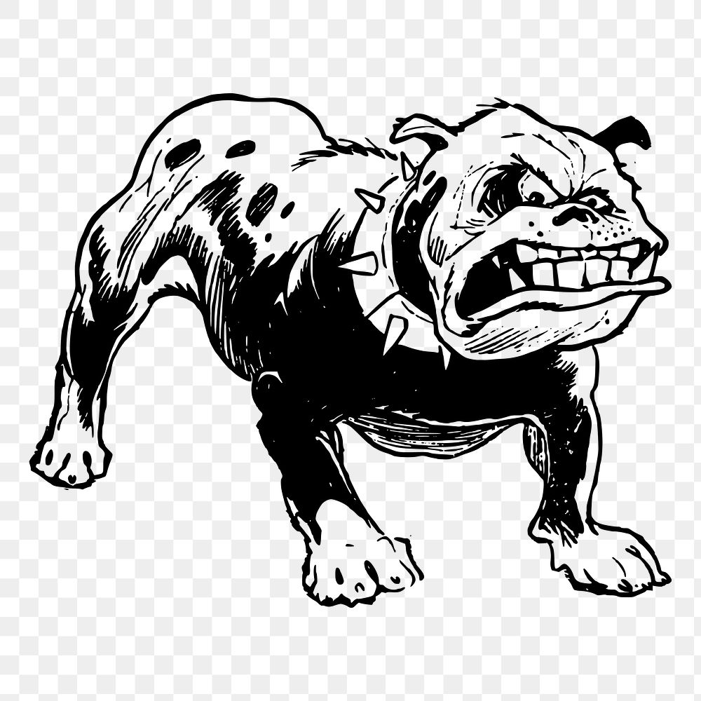 Angry bulldog png sticker, animal vintage illustration on transparent background. Free public domain CC0 image.