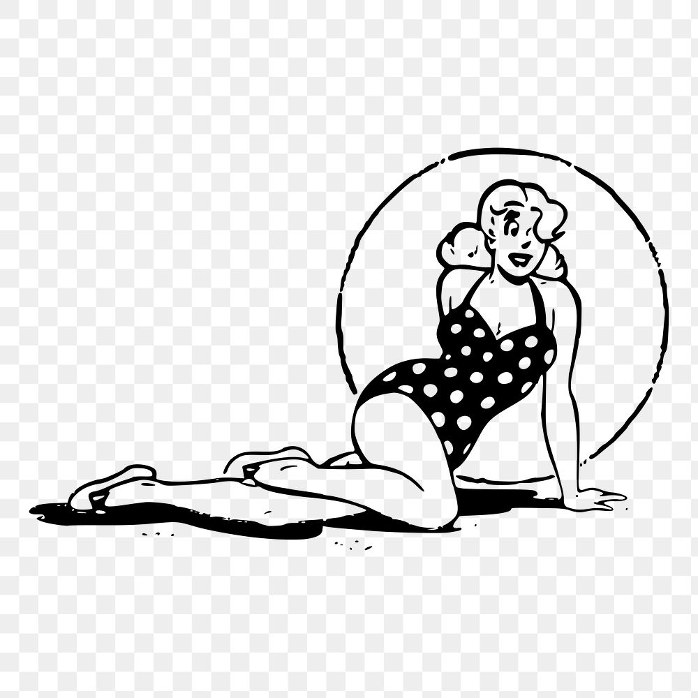 Summer woman png sticker, fashion vintage illustration on transparent background. Free public domain CC0 image.