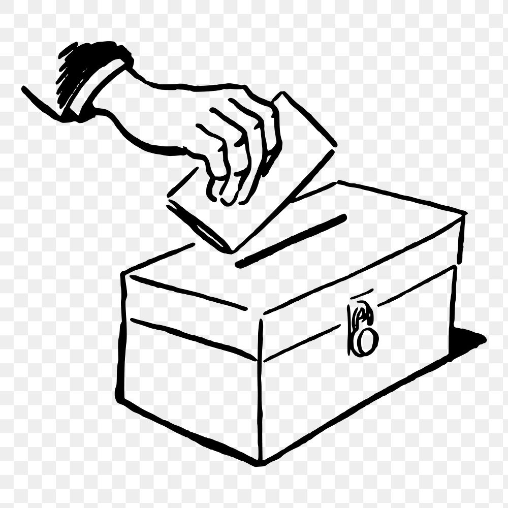 Hand voting png sticker, election vintage illustration on transparent background. Free public domain CC0 image.