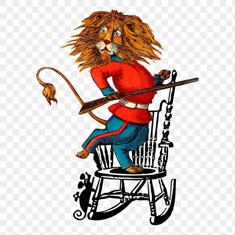Lion png royal guard sticker, animal cartoon illustration on transparent background. Free public domain CC0 image.