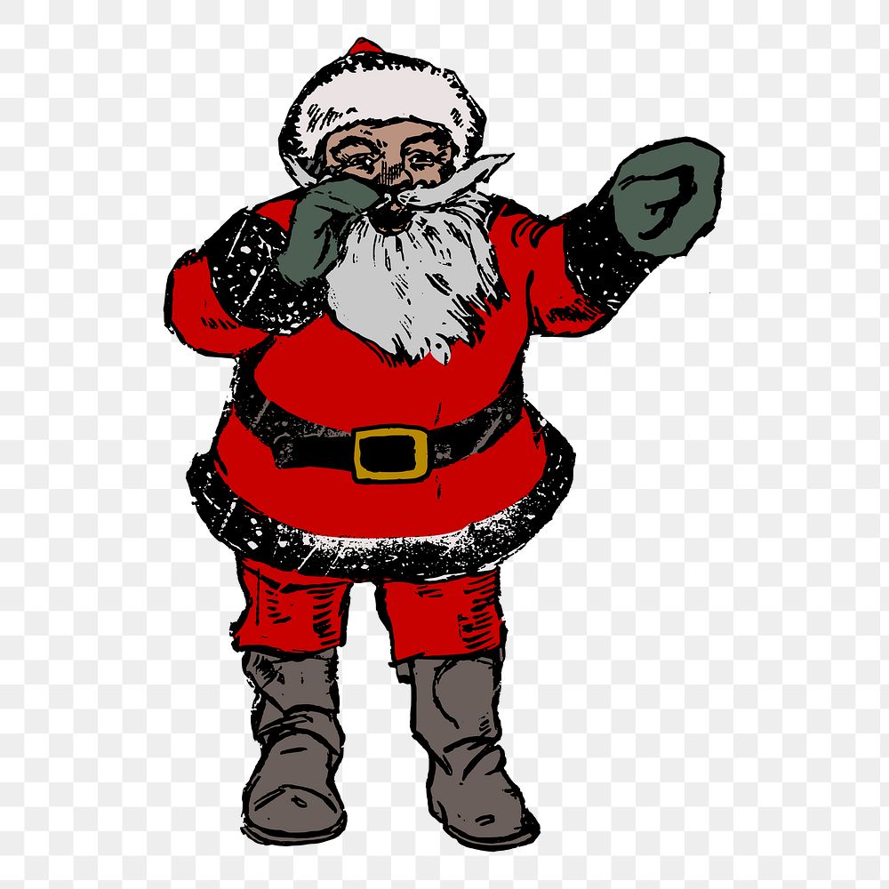 Santa Claus png sticker, Christmas vintage illustration on transparent background. Free public domain CC0 image.