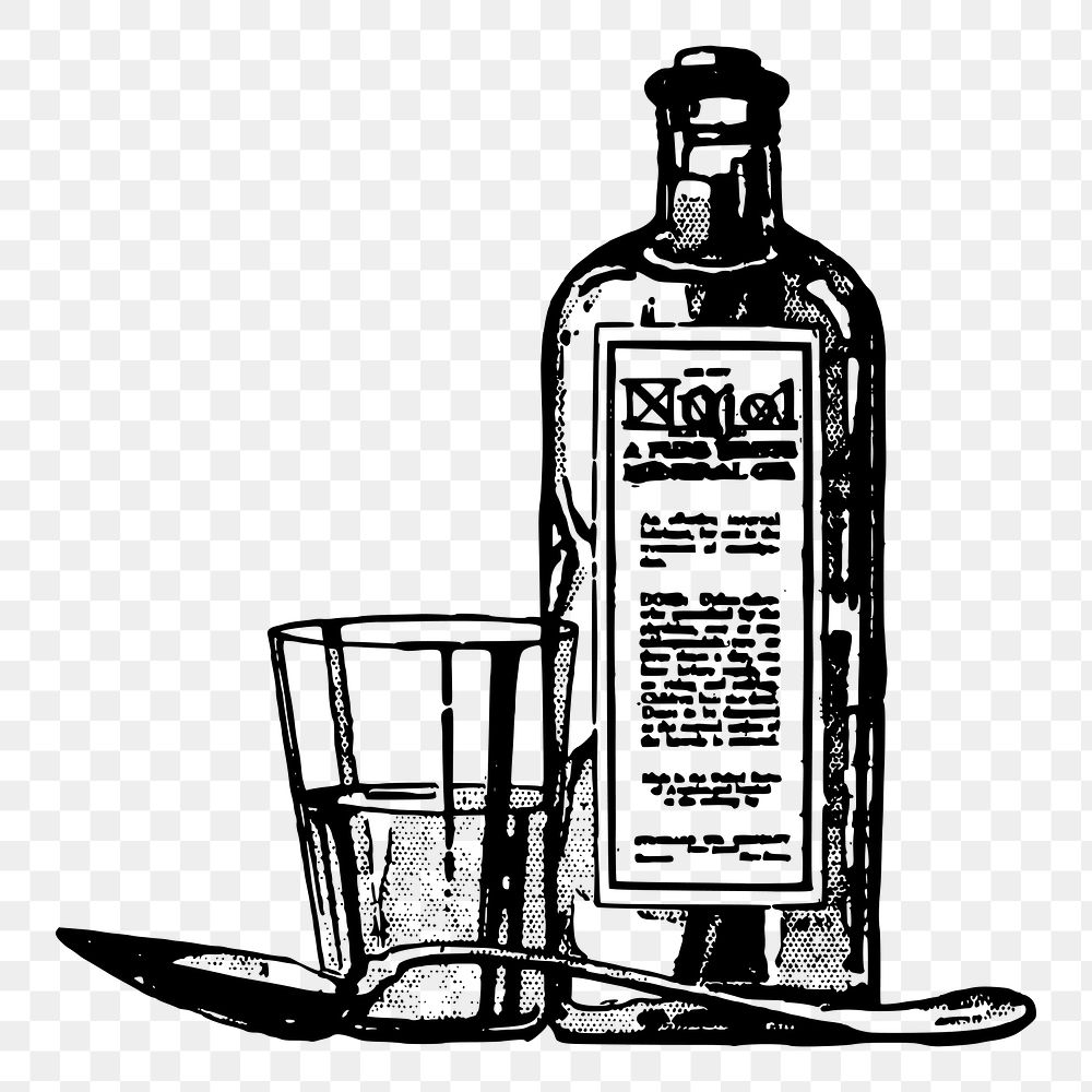 Medicine bottle png sticker, medical vintage illustration on transparent background. Free public domain CC0 image.