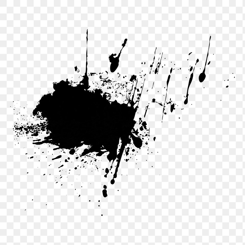 Grunge splatter png sticker, black texture on transparent background. Free public domain CC0 image.