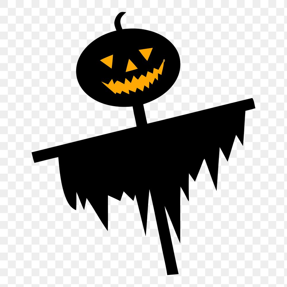 Pumpkin scarecrow png sticker, Halloween celebration illustration on transparent background. Free public domain CC0 image.