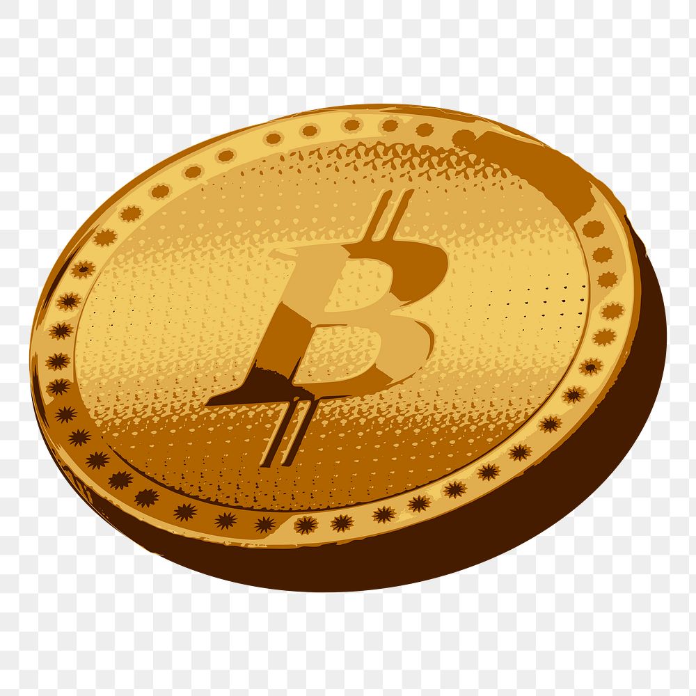Gold Bitcoin png sticker, cryptocurrency illustration on transparent background. Free public domain CC0 image.
