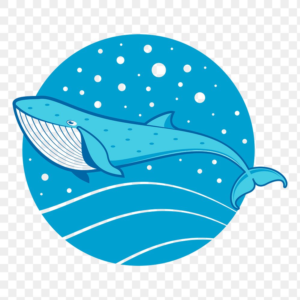 Cartoon whale png sticker, sea life illustration on transparent background. Free public domain CC0 image.