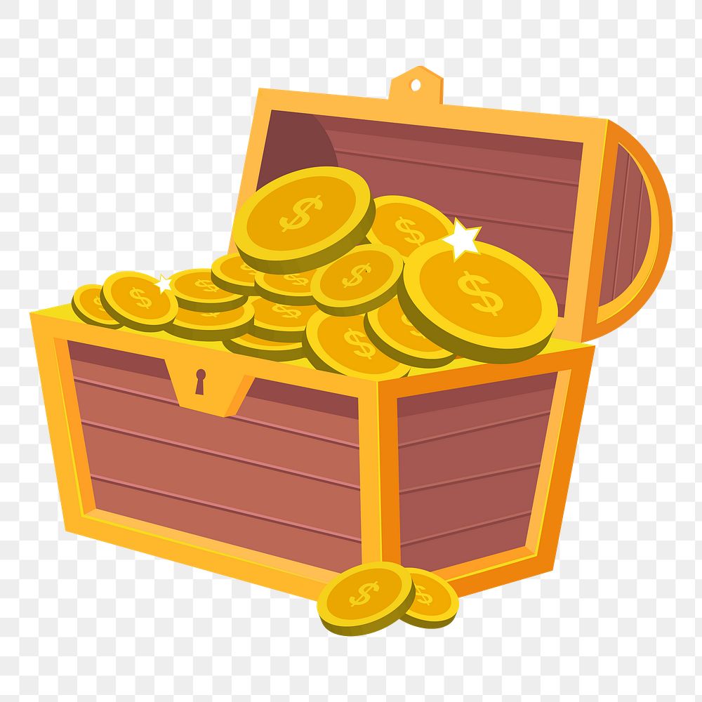 Treasure chest png sticker, money illustration on transparent background. Free public domain CC0 image.