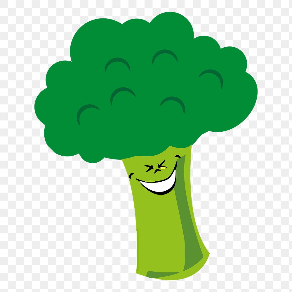 Happy broccoli png sticker, vegetable cartoon illustration on transparent background. Free public domain CC0 image.