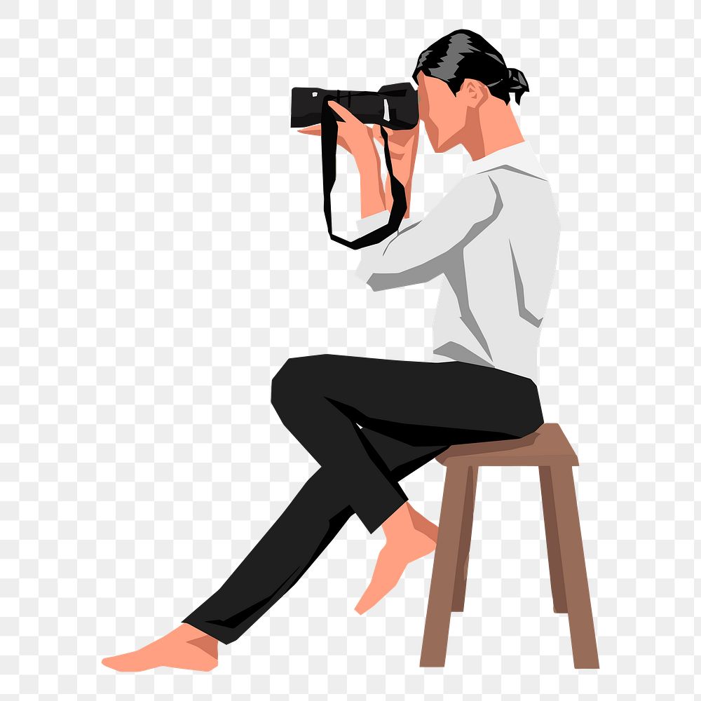 Woman taking png photo sticker, hobby illustration on transparent background. Free public domain CC0 image.