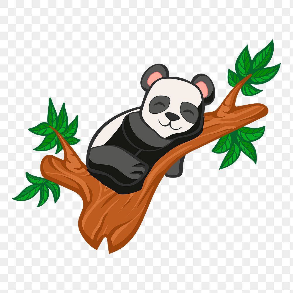 Sleeping panda png sticker, animal illustration on transparent background. Free public domain CC0 image.