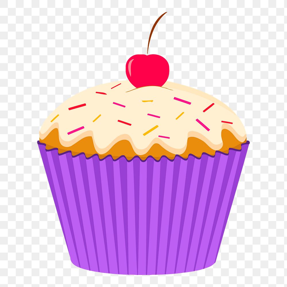 Sprinkle cupcake png sticker, cute dessert illustration on transparent background. Free public domain CC0 image.