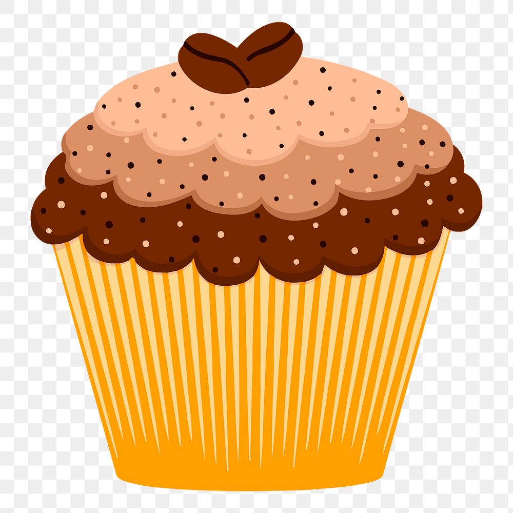 Coffee cupcake png sticker, cute dessert illustration on transparent background. Free public domain CC0 image.