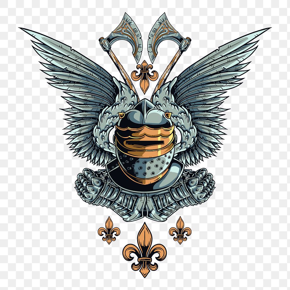 Knight crest png sticker, vintage illustration on transparent background. Free public domain CC0 image.