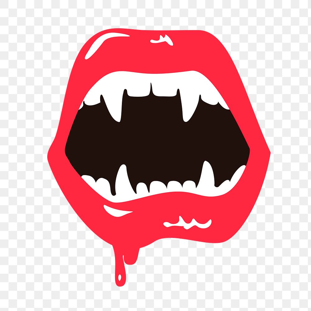 Vampire fangs png sticker, Halloween illustration on transparent background. Free public domain CC0 image.
