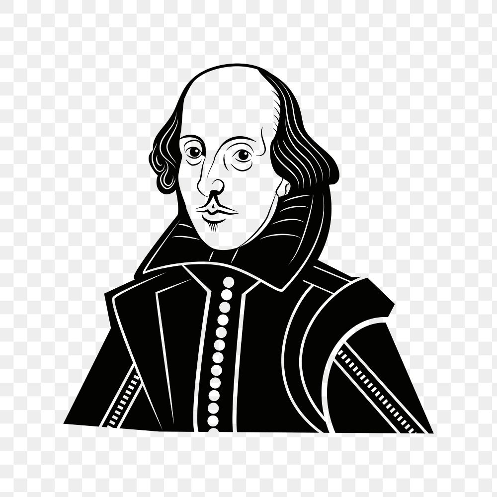 William Shakespeare png sticker, portrait illustration on transparent background. Free public domain CC0 image.
