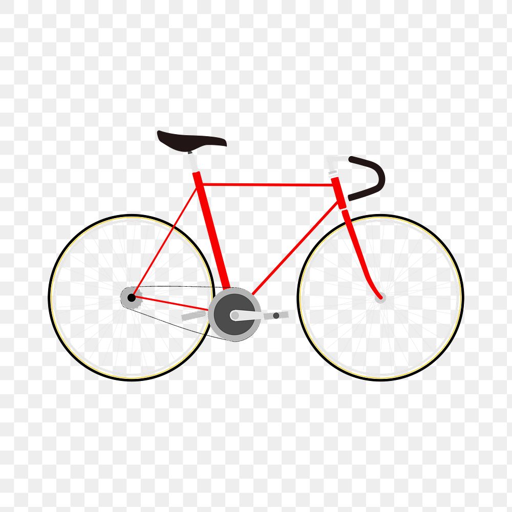 Red bicycle png sticker, vehicle illustration on transparent background. Free public domain CC0 image.