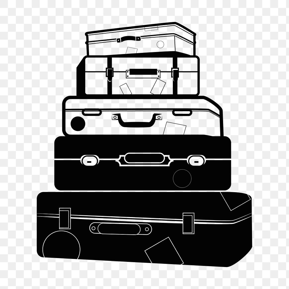 Stacked luggages png sticker, object illustration on transparent background. Free public domain CC0 image.