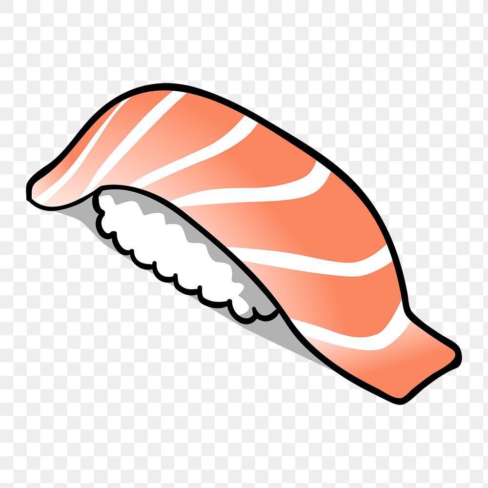 Salmon sushi png sticker, Japanese food illustration on transparent background. Free public domain CC0 image.