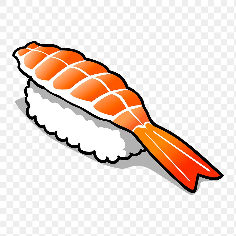 Shrimp sushi png sticker, Japanese food illustration on transparent background. Free public domain CC0 image.
