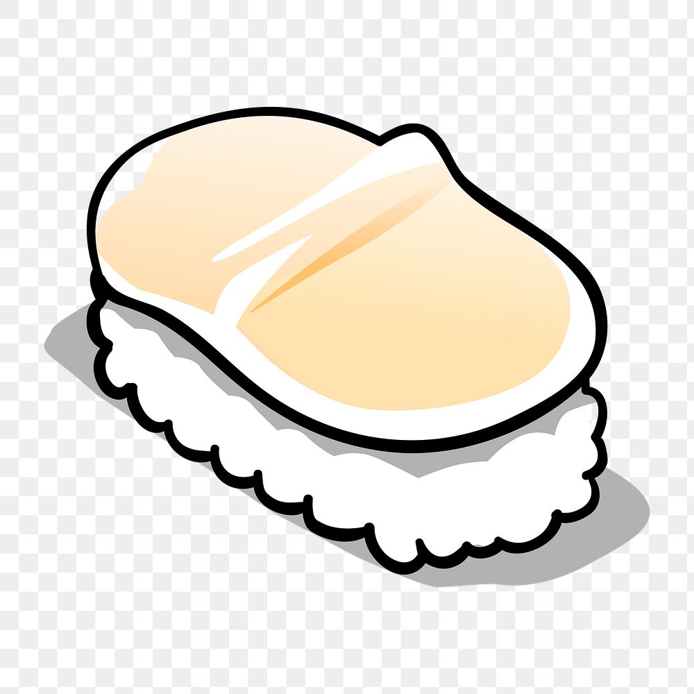 Scallop sushi png sticker, Japanese food illustration on transparent background. Free public domain CC0 image.