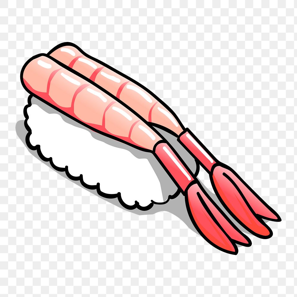 Sweet shrimp png sushi sticker, Japanese food illustration on transparent background. Free public domain CC0 image.