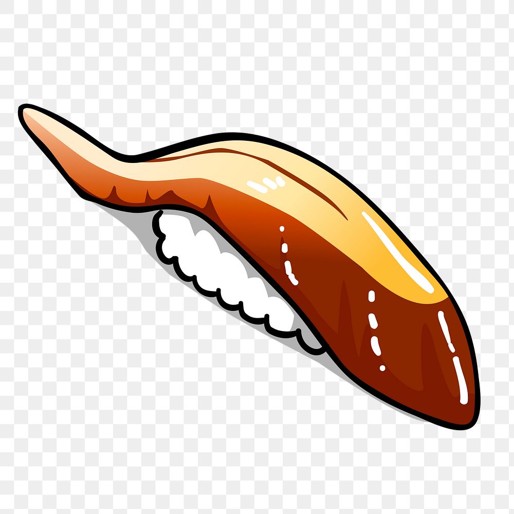 Eel sushi png sticker, Japanese food illustration on transparent background. Free public domain CC0 image.