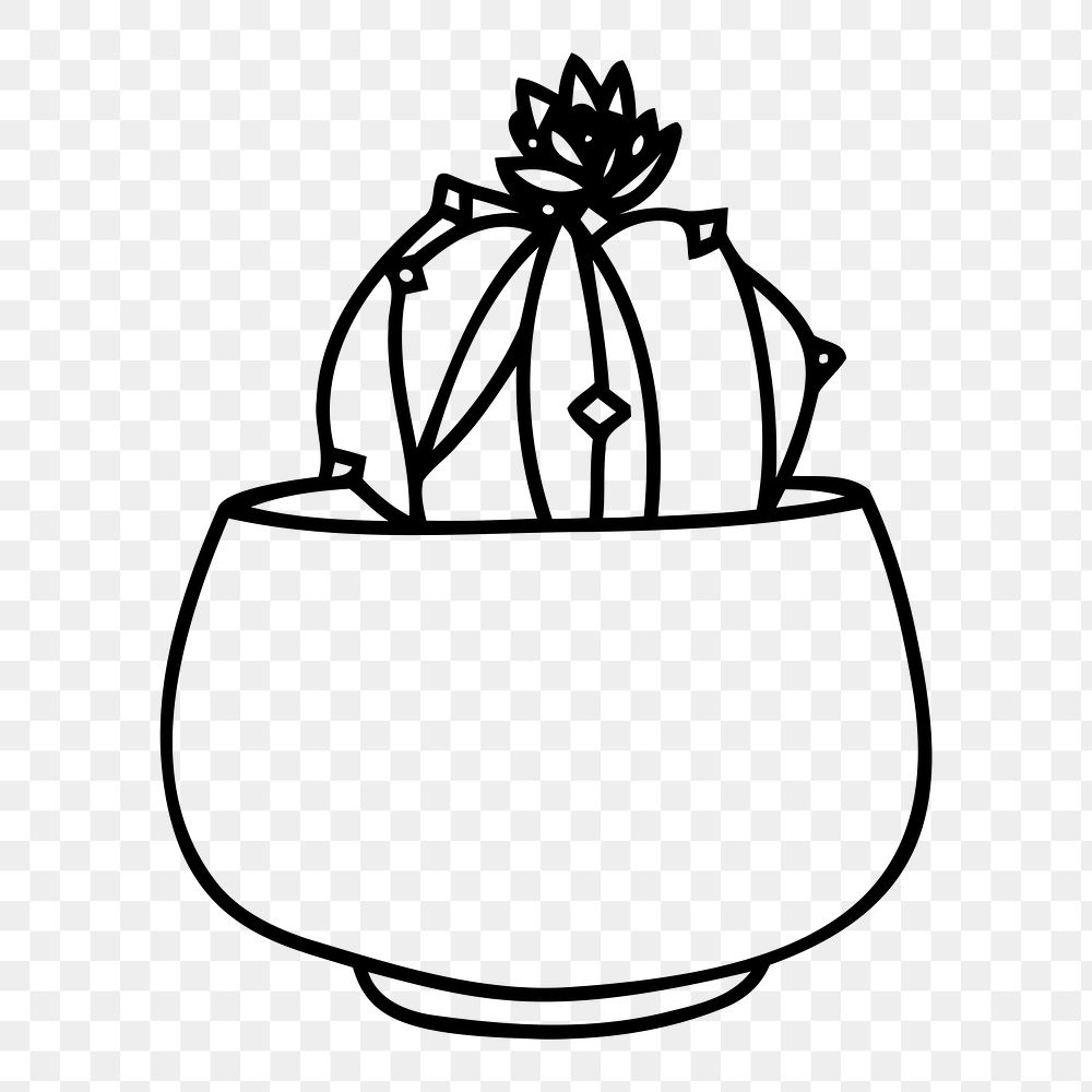 Potted cactus png sticker, houseplant illustration on transparent background. Free public domain CC0 image.