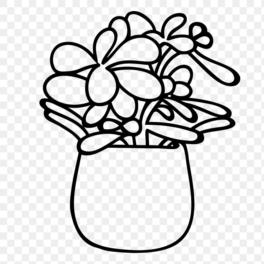 Potted flower png sticker, houseplant illustration on transparent background. Free public domain CC0 image.